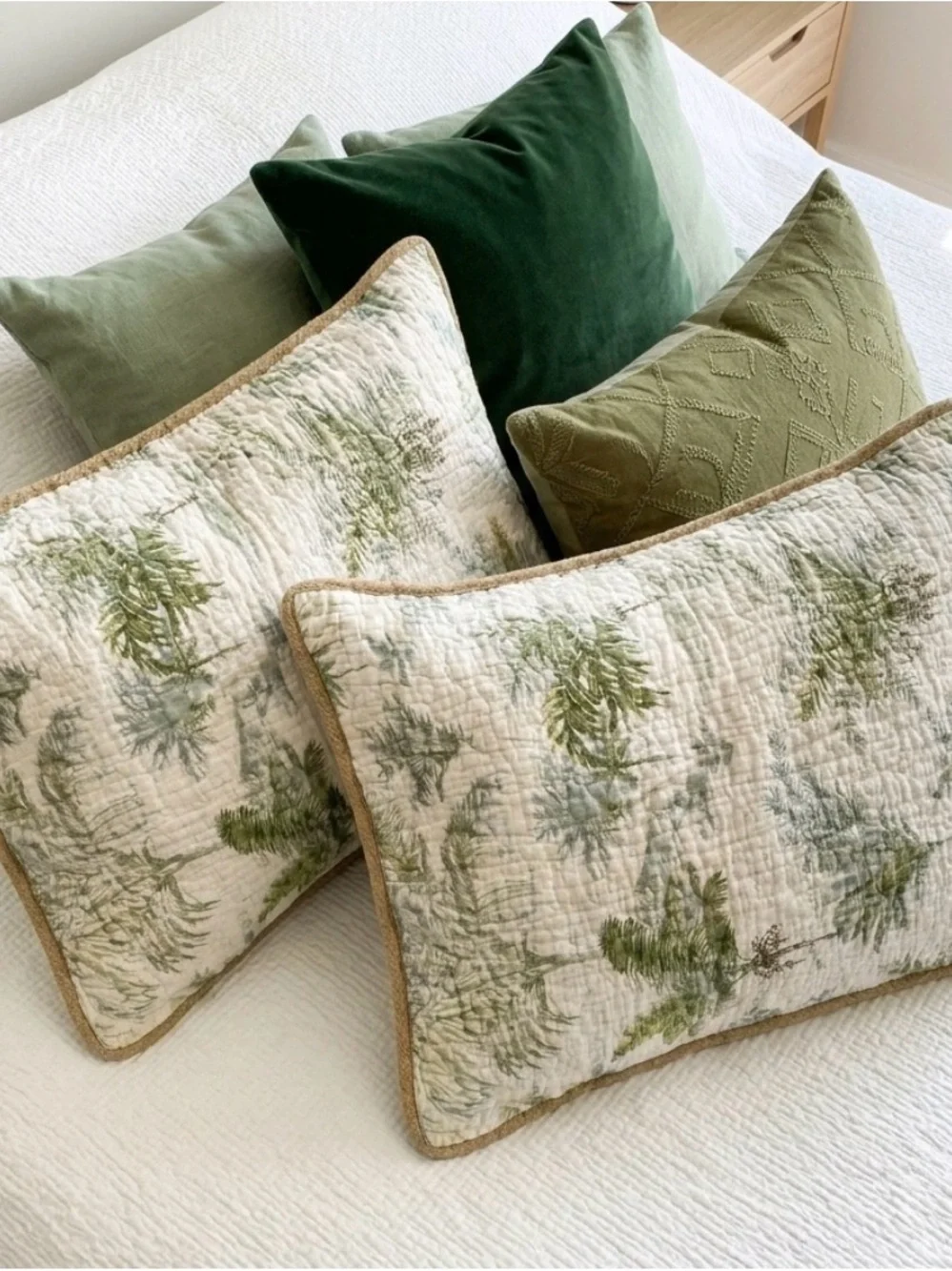 Tommy Bahama Olive Botanical Quilted Euro Sham Pair